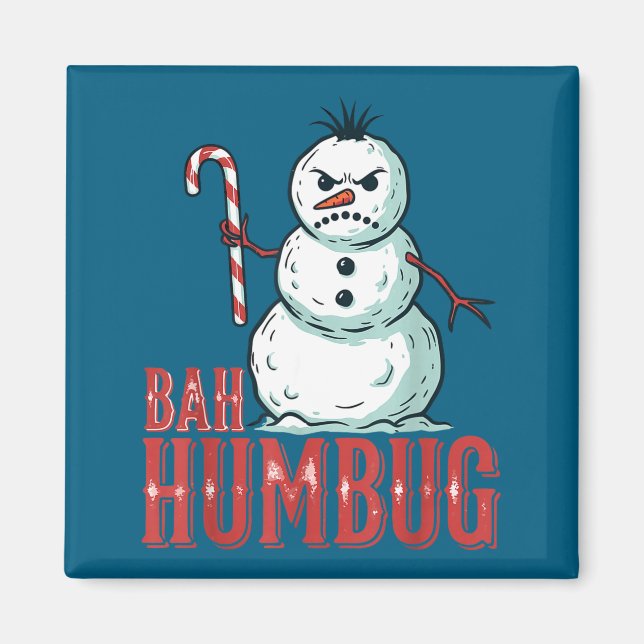 Bah Humbug Santa Hat Angry Snowman Sarcastic Chris Magnet (Framsidan)