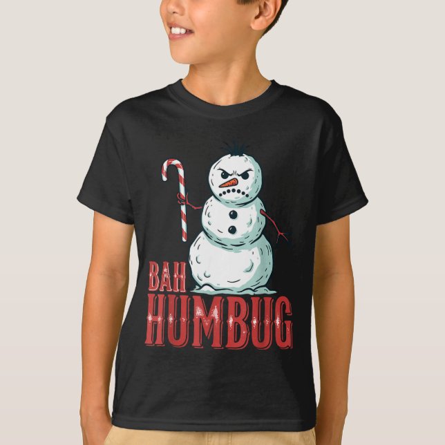 Bah Humbug Santa Hat Angry Snowman Sarcastic Chris T Shirt (Framsida)