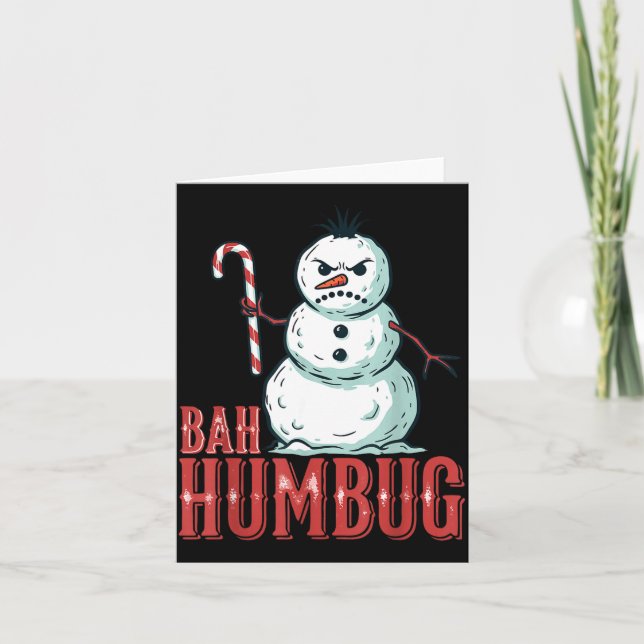 Bah Humbug Santa Hatt Arg Snowman Sarcastic Jul Kort (Framsida)
