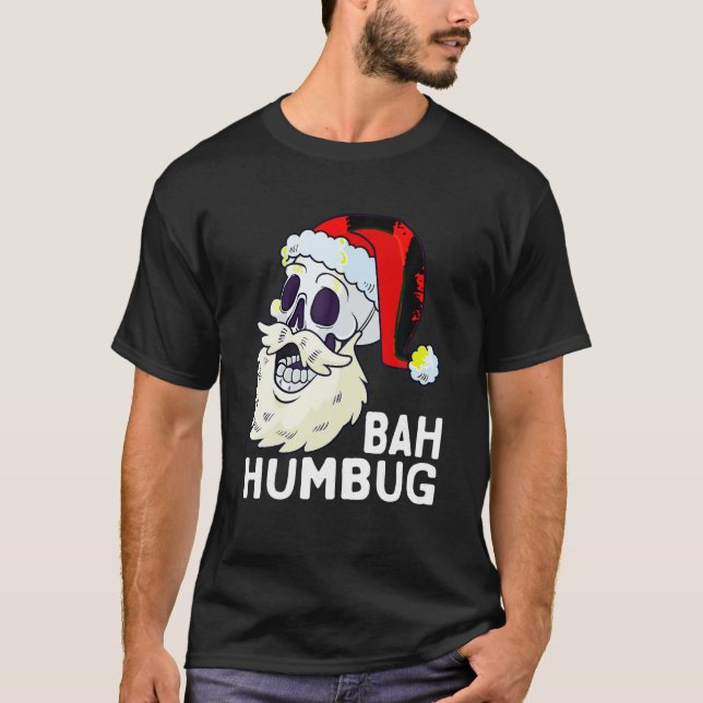 Bah Humbug Skull Santa Hat jul Funny Julafton Sk T Shirt (Framsida)