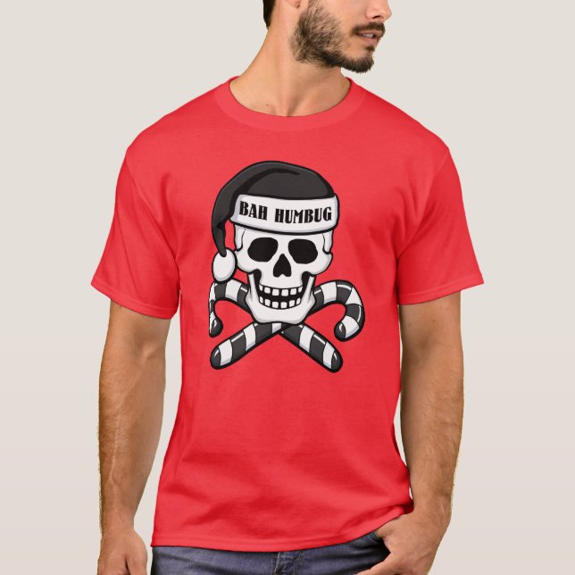 'Bah Humbug' Skull T-Shirt (Framsida)