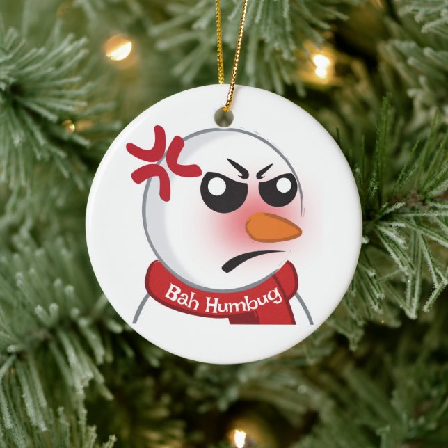 Bah Humbug Snöman  Julgransprydnad Keramik (Träd)