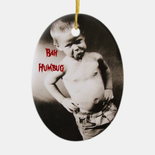 Bah Humbug som trutar den roliga helgdagprydnaden Julgransprydnad Keramik