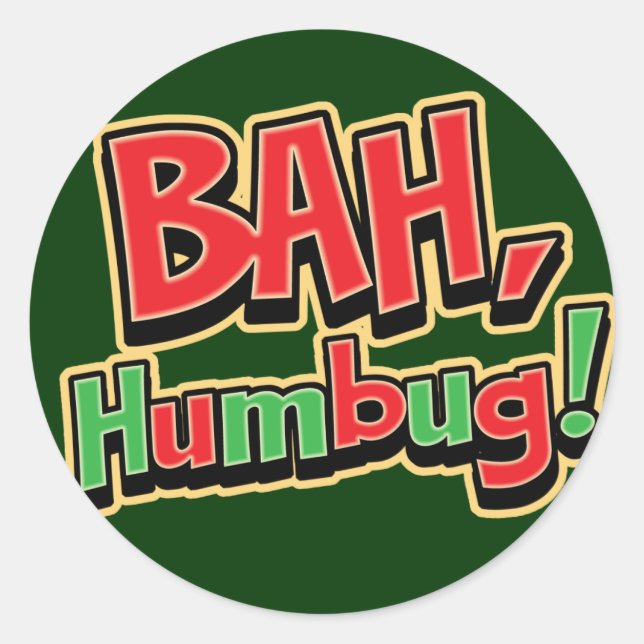 Bah Humbug Stickers Runt Klistermärke (Framsida)