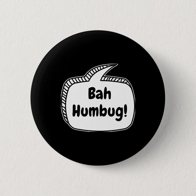 Bah Humbug T Shirt med pratbubbla  Knapp (Framsida)