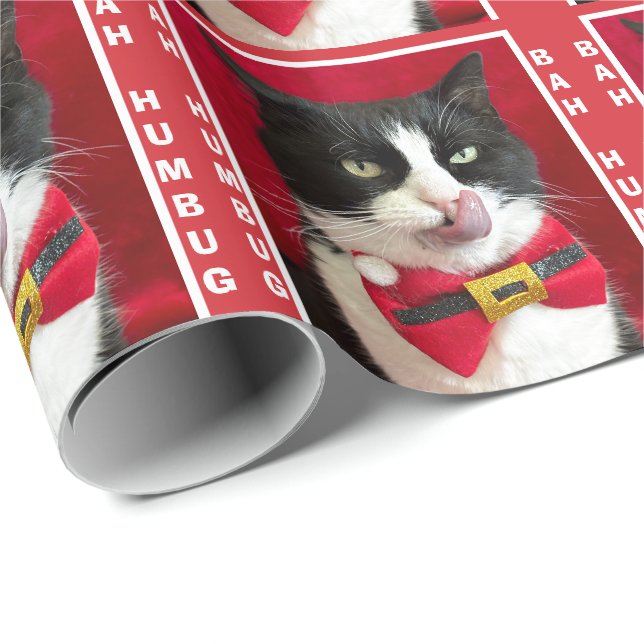 Bah Humbug Tuxedo Cat-julinsvällning Papper Presentpapper (Rullad Hörn)