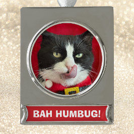 Bah Humbug Tuxedo Cat-julprydnad Silverfärgad Julgransprydnad