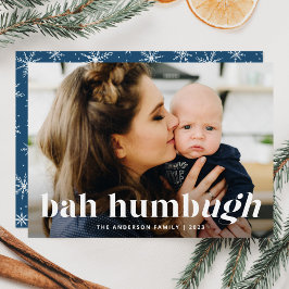 Bah Humbug Ugh Blå Rolig Jul Fotokort Julkort
