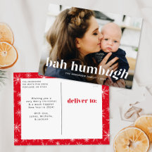 Bah Humbug Ugh Funny Photo Helgdag Postcard
