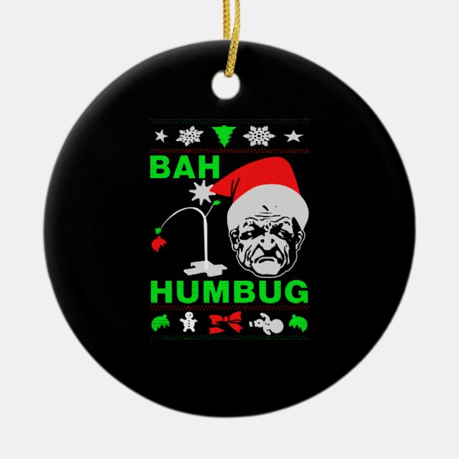 Bah Humbug Ugly jul Shirt Julgransprydnad Keramik (Framsidan)