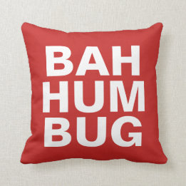 BAH HUMBUG - vit på rött Kudde