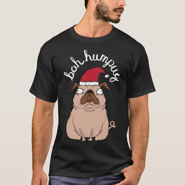 Bah Humpug Jul Mops Klassiker  134 T Shirt (Framsida)