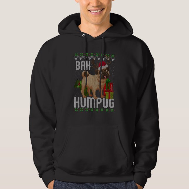 Bah Humpug Puggle Ugly Julafton Hum Pug Baby Pet H Hoodie (Framsida)