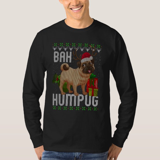 Bah Humpug Puggle Ugly Julafton Hum Pug Baby Pet H T Shirt (Framsida)