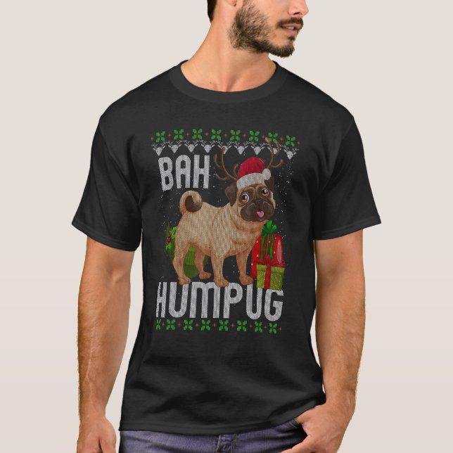 Bah Humpug Puggle Ugly Julafton Hum Pug Baby Pet H T Shirt (Framsida)