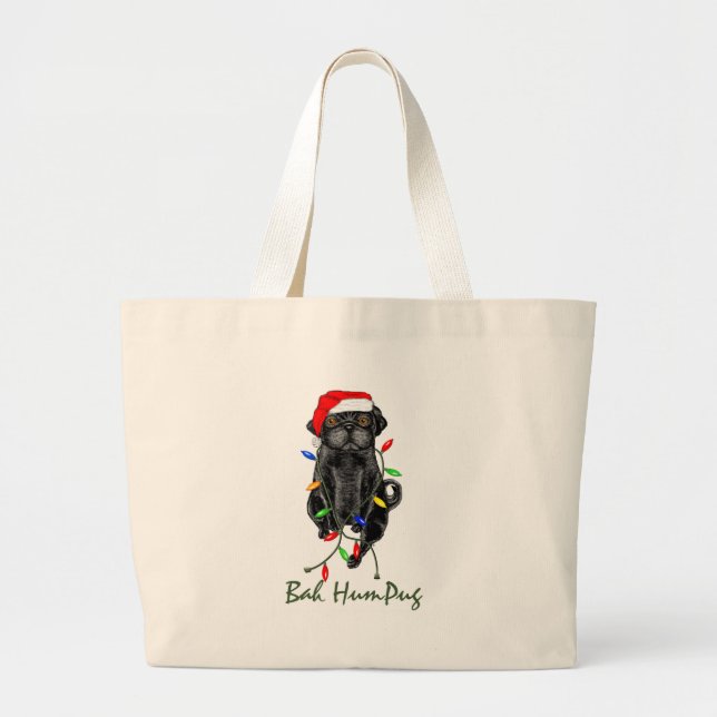 Bah HumPug svart mops Totebag Jumbo Tygkasse (Framsidan)