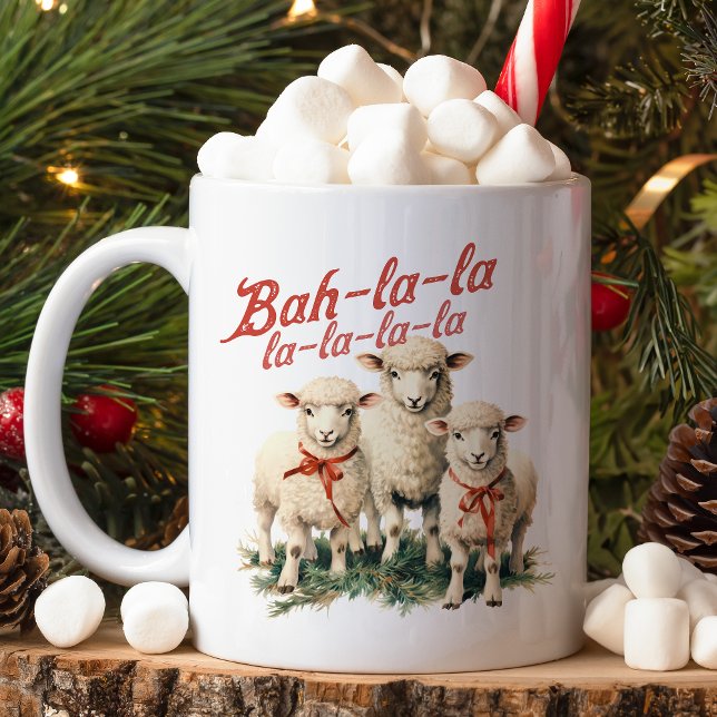 Bah La Cute Retro-julfår Kaffemugg (Skapare uppladdad)