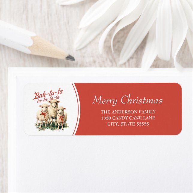 Bah La Cute Retro-julfår Returadress Etikett (Insitu)