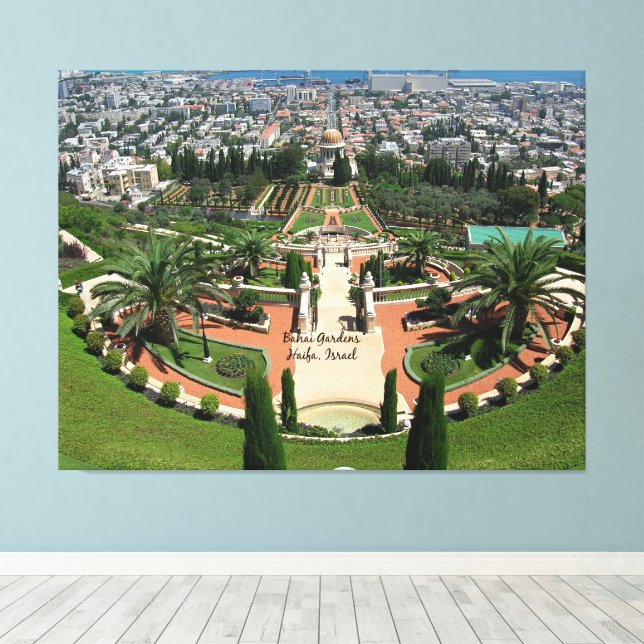 Bahai Gardens i Haifa, Israel Canvastryck (Insitu (trägolv))