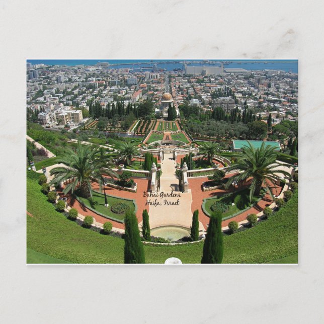 Bahai Gardens i Haifa, Israel Vykort (Framsida)