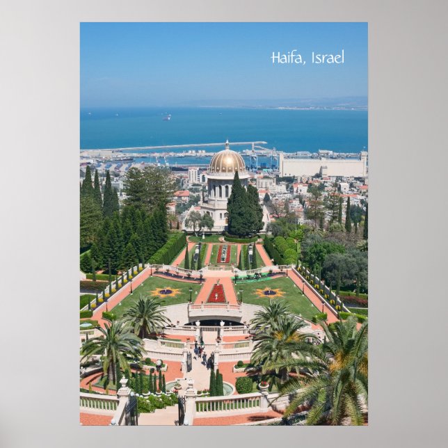 Bahá'í Gardens i Haifa Poster (Framsidan)