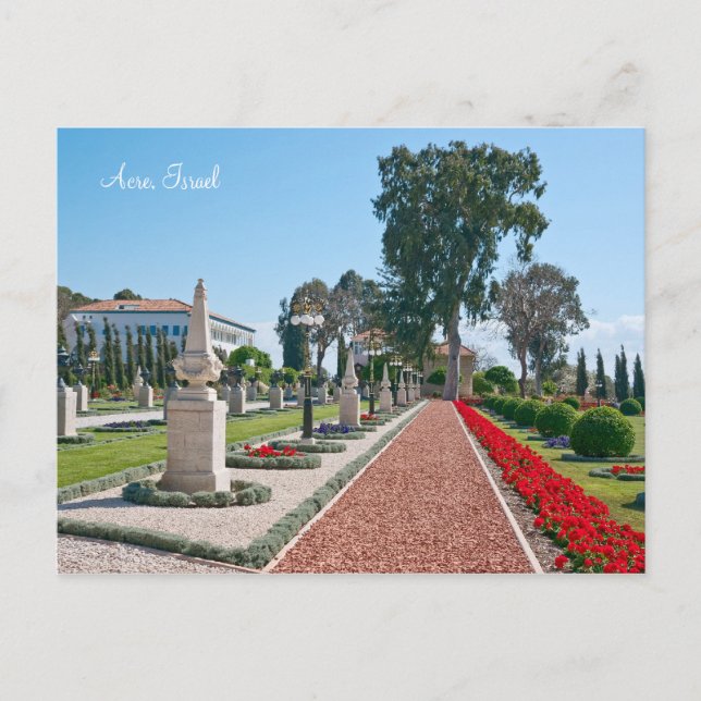 Bahá'í Gardens of Acre, Israel Vykort (Framsida)