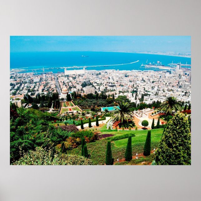 Bahai Gardens ovanför Haifa, ovanför Mt. Carmel po Poster (Framsidan)