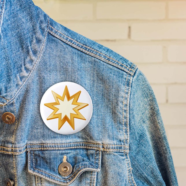 Baha'i Knapp (Peace.  Nine pointed star, symbol of the Baha’i faith in gold..)