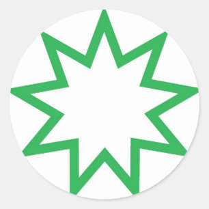 Bahai stjärnagrönt runt klistermärke
