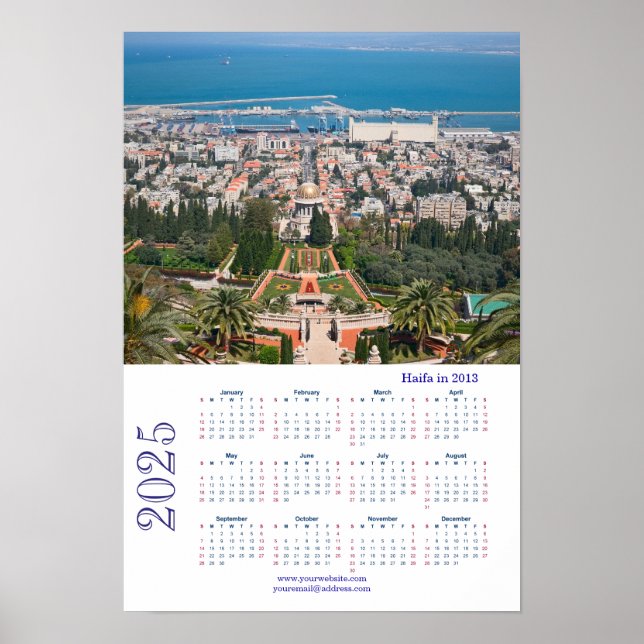 Bahá'í-trädgårdar, Haifa 2013 , Israel  Poster (Framsidan)