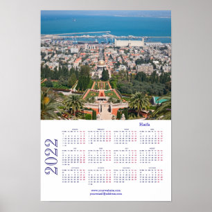Bahá'í-trädgårdar, Haifa, Israel Kalender 2022 Aff Poster
