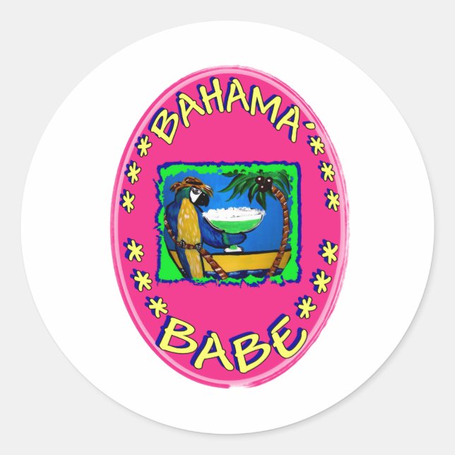 Bahama Babe Runt Klistermärke (Framsida)