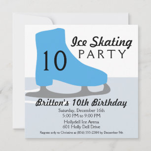 Bahama Blue Skate Date Ice Sking Födelsedagsfest Inbjudningar