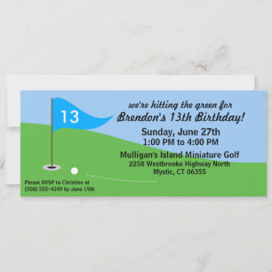 Bahama Blue Slåare Grönten Golf-Födelsedagsfesten Inbjudningar