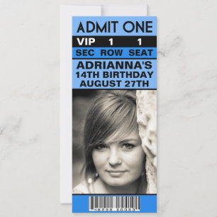 Bahama Blue VIP Photo Biljett Födelsedagsfest Inbjudningar