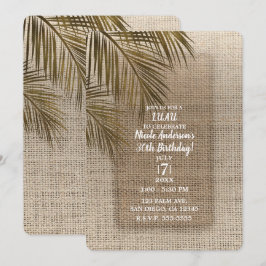 Bahama Breeze Brons Palm Rustik Jute Party Inbjudningar