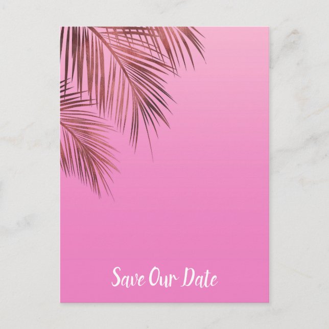 Bahama Breeze Kopparpalmen Rosa Spara Datum Meddelande Vykort (Framsida)