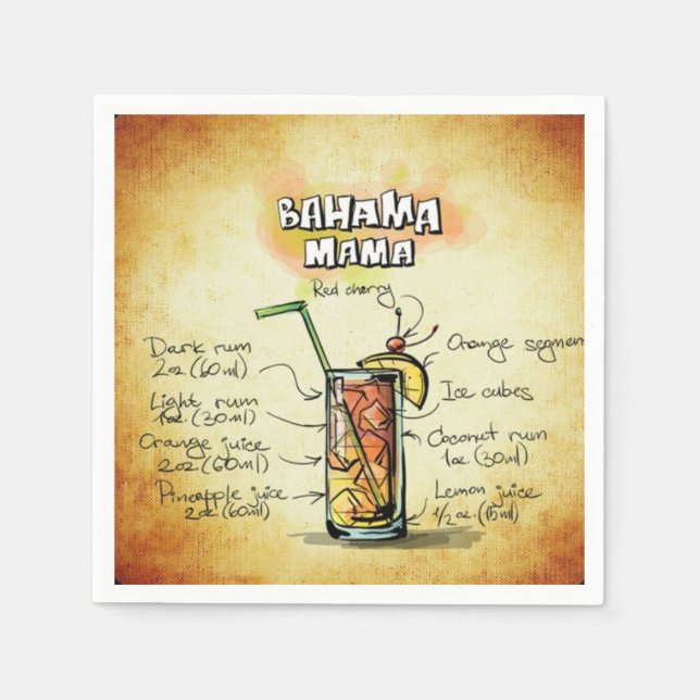 Bahama Mamma Bartender Drink Recipe Pappersservett (Framsidan)