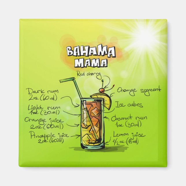 Bahama Mamma Cocktail Recipe Magnet (Framsidan)