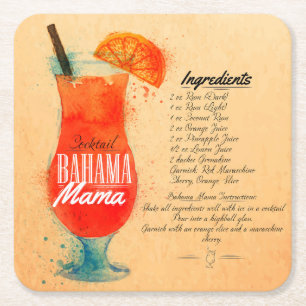 Bahama Mamma Papper Underlägg Kvadrat