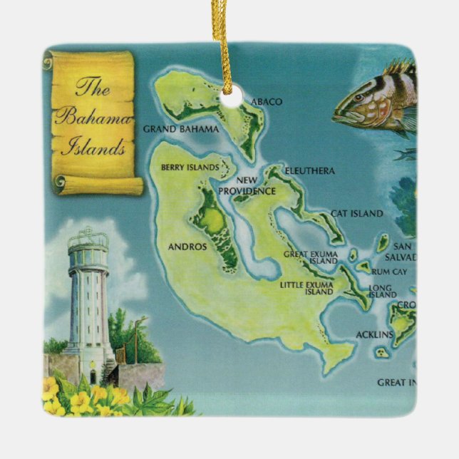 Bahama Out Islands Färgglad Kart Keramisk Prydnad Julgransprydnad Keramik (Framsida)