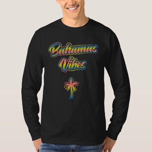 Bahama Vibes  Bahamian Island Sunset Palm Trees of T Shirt (Framsida)
