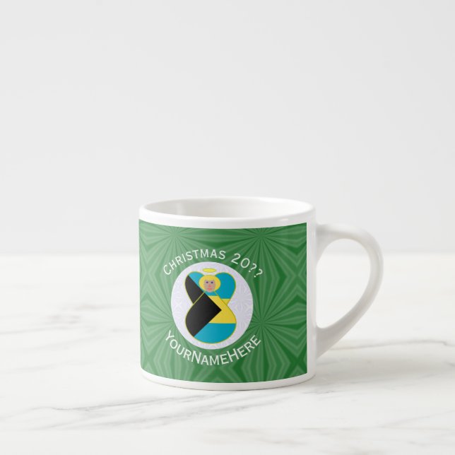 Bahamansk flagg Blond Ängel Jul Personlig Espressomugg (Höger)