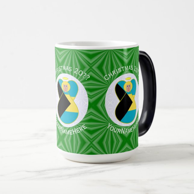 Bahamansk flagg Blond ängel Jul Personlig Magisk Mugg (Framsida höger)