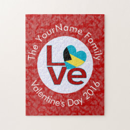 Bahamansk flagga röda bokstäver KÄRLEK Vit på Röd Pussel