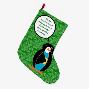 Bahamanska flaggans dag Ms. Penguin Talande Stor Julstrumpa
