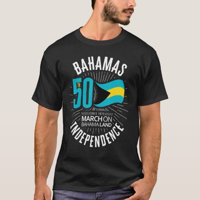 Bahamas 50th Independence Bahamian Flag Nassau Bah T Shirt (Framsida)