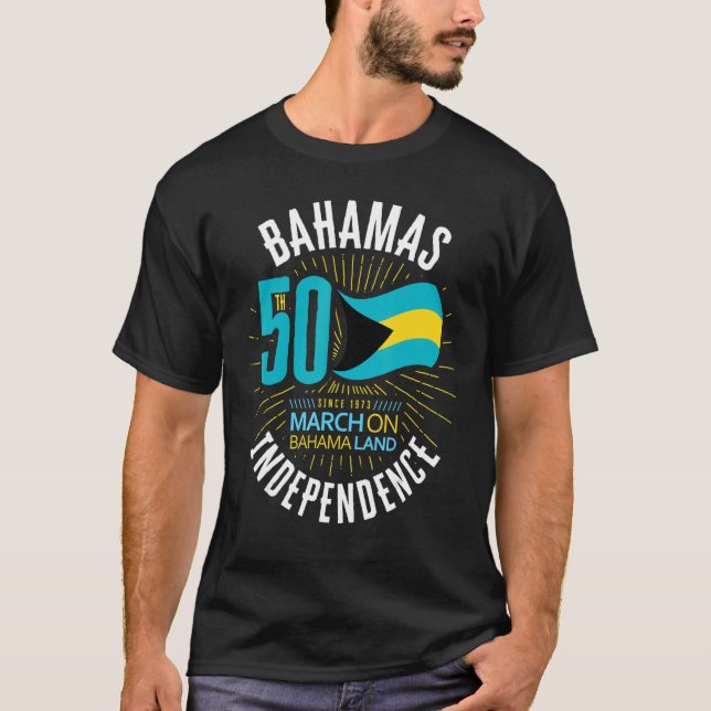 Bahamas 50th Independence Bahamian Flag Nassau Bah T Shirt (Framsida)