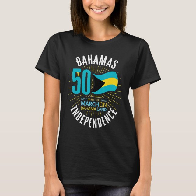 Bahamas 50th Independence Bahamian Flag Nassau Bah T Shirt (Framsida)