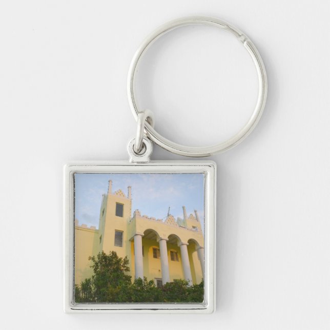 BAHAMAS, Abacos, Great Abaco Island, Marsch Fyrkantig Silverfärgad Nyckelring (Framsidan)